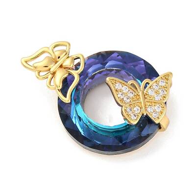 Brass Pendants with Cubic Zirconia and Glass