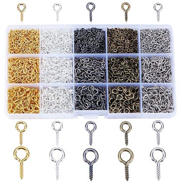 about 3160 pcs Mixed size Iron Screw Eye Pin Bail Peg Sets