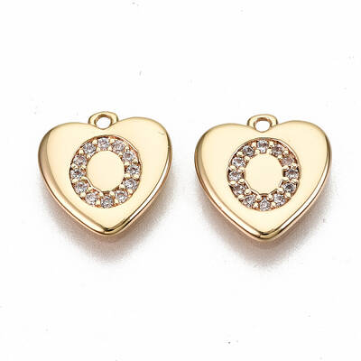 Brass Micro Pave Clear Cubic Zirconia Charms
