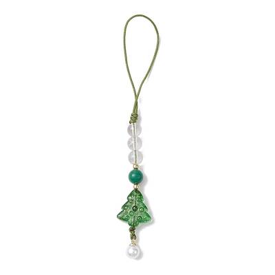 Brass Glass with Natural Quartz Crystal with Natural White Jade Mobile Straps