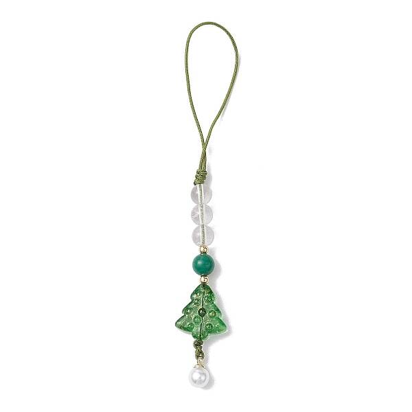 Brass Glass with Natural Quartz Crystal with Natural White Jade Mobile Straps