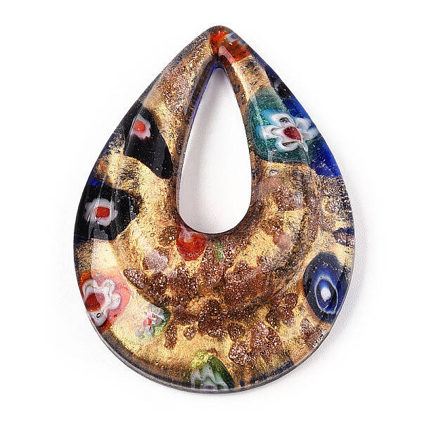 Handmade Gold Sand Lampwork Big Pendants
