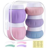 Travel Size Silicone Jar with Lid, 5 Counts/set Leak-proof Travel Essentials with Spoon & Sticker for Cosmetic Face Hand Body...