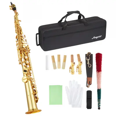 Garvee Professional Straight Soprano Saxophone B Flat - Beginner & Advanced Player Instrument - Complete Set with Protective ...