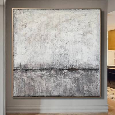 Original Gray Abstract Painting Art Modern Abstract Painting Large Wall Art  | WHITE MORNING
