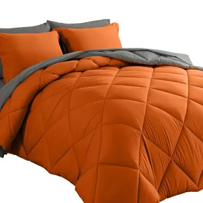 Cosybay 7-Piece Queen Size Comforter Set Orange Halloween Pumpkin Color Microfiber Bedding Set with Flat Sheet Fitted Sheet 4...