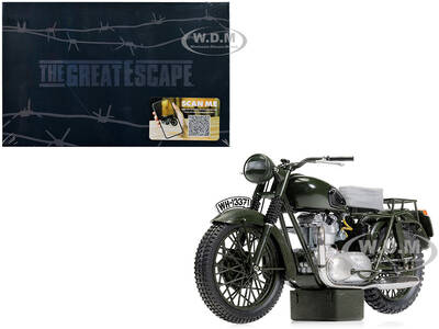 Triumph TR6 Trophy Motorcycle Dark Green (Weathered) The Great Escape (1963) Movie Diecast Model by Corgi