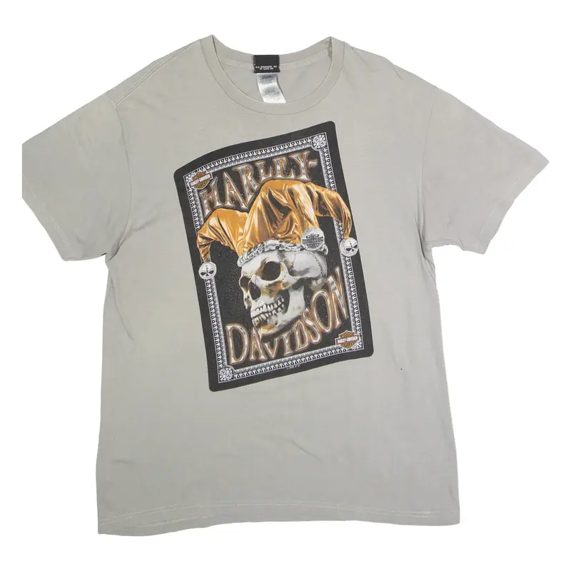 HARLEY DAVIDSON Gasoline Alley Brisbane Mens Biker T-Shirt Grey Crew Neck L