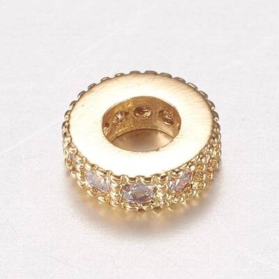 Brass Micro Pave Cubic Zirconia Spacer Beads