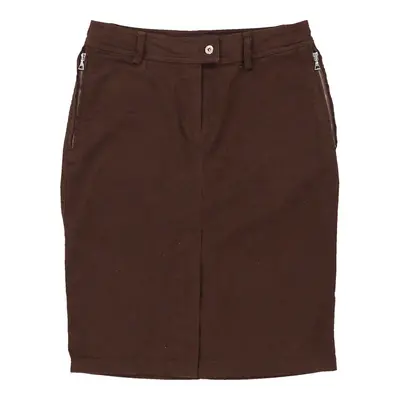 Belfe Midi Denim Skirt - 28W UK 8 Brown Cotton