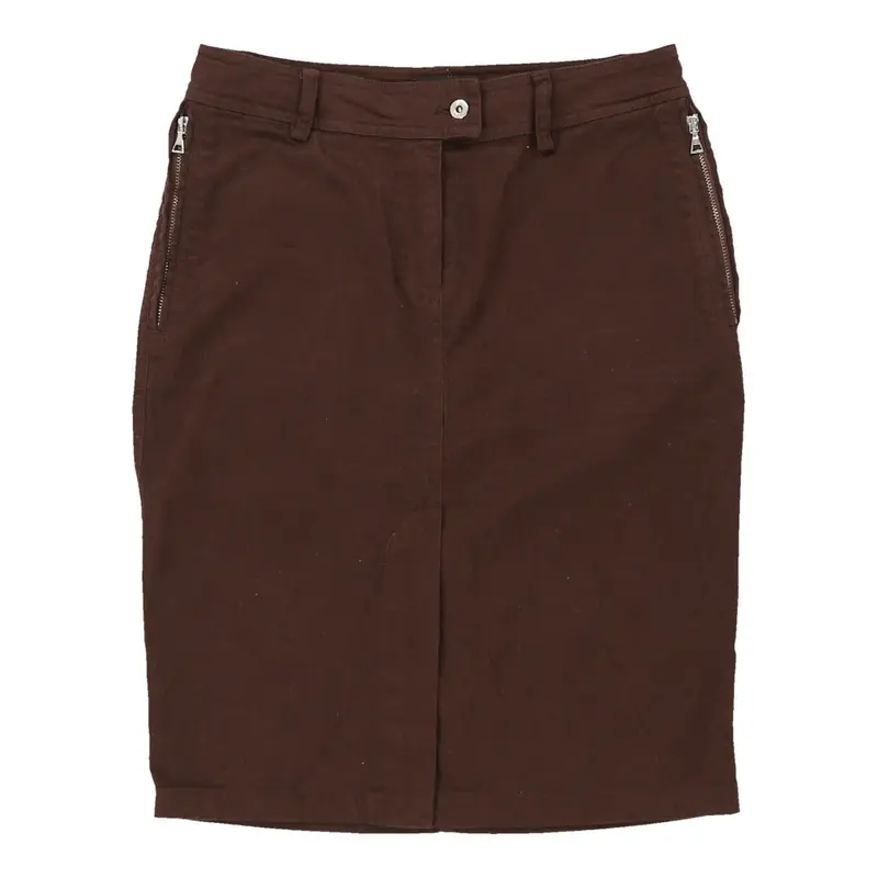 Belfe Midi Denim Skirt - 28W UK 8 Brown Cotton