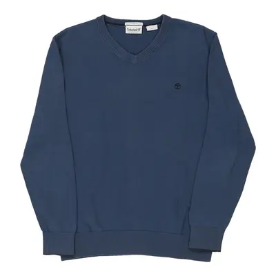 Timberland V-neck Jumper - Medium Blue Cotton
