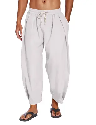 Loose Yoga Pants with Pockets (US Only), White / XXXL