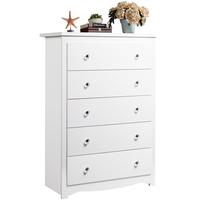 WLIVE Aesthetic White Dresser | 5-Drawer Wooden Storage Cabinet with Minimalist Design, Perfect for Bedroom/Living Room​, 1...