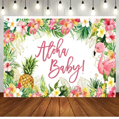 Aloha Baby Floral Gender Reveal Backdrop For Girl - Aperturee