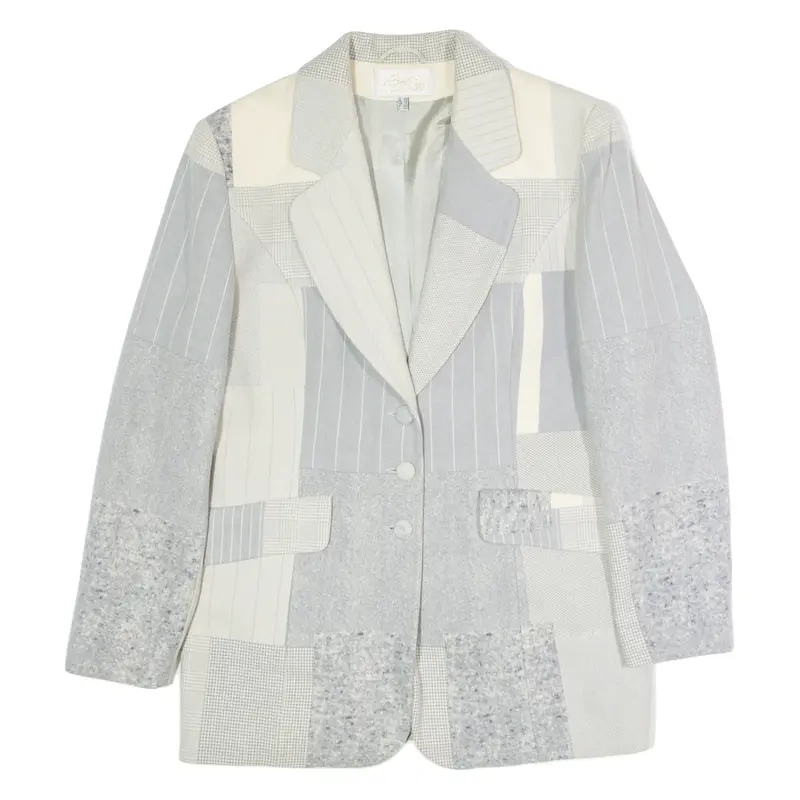 APART FASHION Womens Blazer Jacket Grey 90s Patchwork UK 12