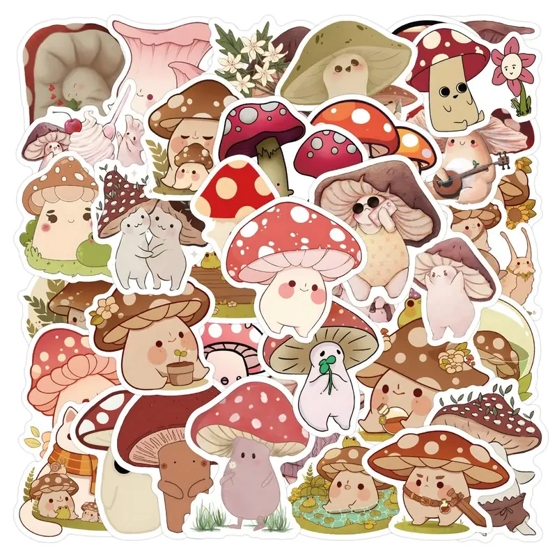 Cartoon Mushroom Pattern Car Window Sticker, Creative Cute Mushroom Car Sticker, Car Body Decorative Sticker For Car Truck Wi...