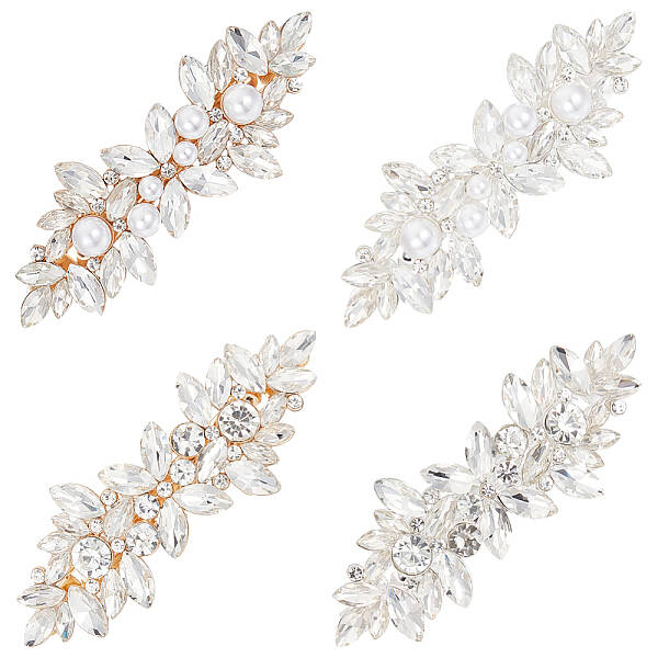 4 Pcs 4 Styles Rhinestone Hair Barrettes