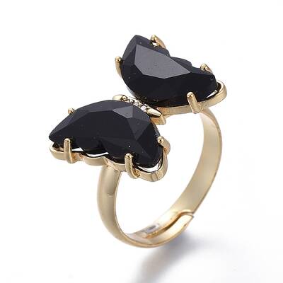 Adjustable Brass Glass Finger Rings