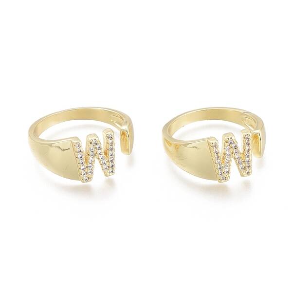 Brass Micro Pave Clear Cubic Zirconia Cuff Rings