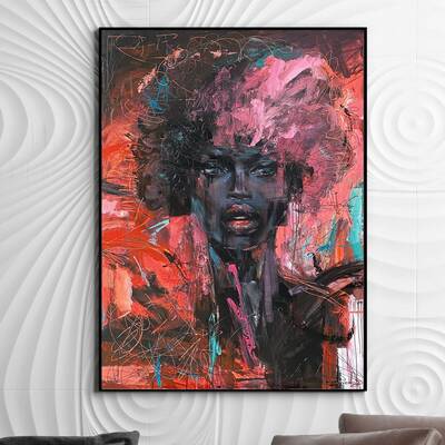 Large Original Abstract Red Fine Art African Woman Painting On Canvas Colorful Oil Acrylic Painting Modern Handmade Wall Art ...