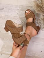 Women's Fashionable Plain Color Leather Sandals, Sandals for Women, Casual Comfortable Platform Sandals for Summer, Female Al...