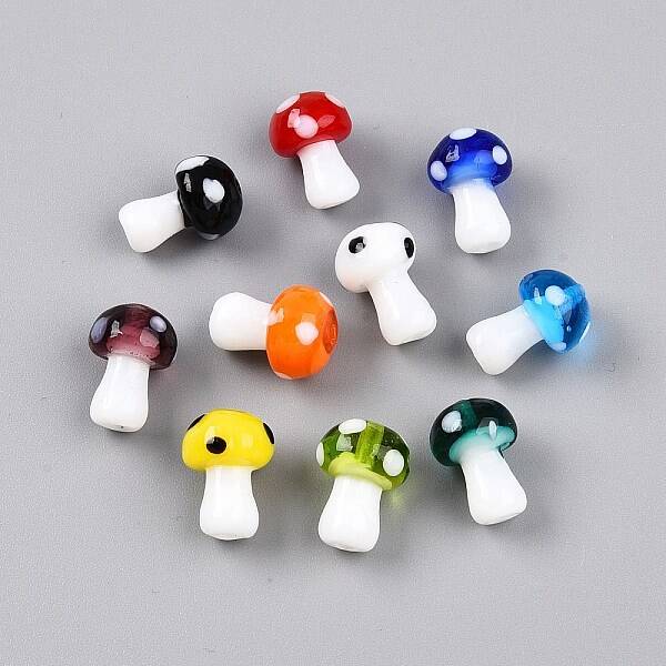 Mushroom Handmade Lampwork Beads Strands