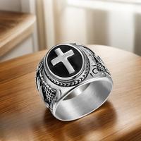1pc European and American Light Luxury Fashion Cross Pattern Ring, A Simple and Trendy Ring, A Holiday Gift for Family, Suita...