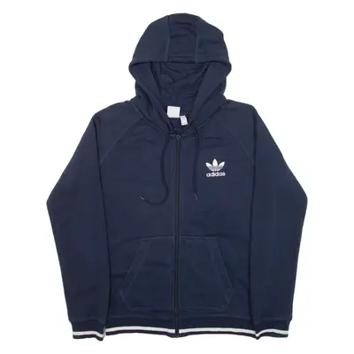 ADIDAS Womens Blue Hoodie Full Zip UK 12