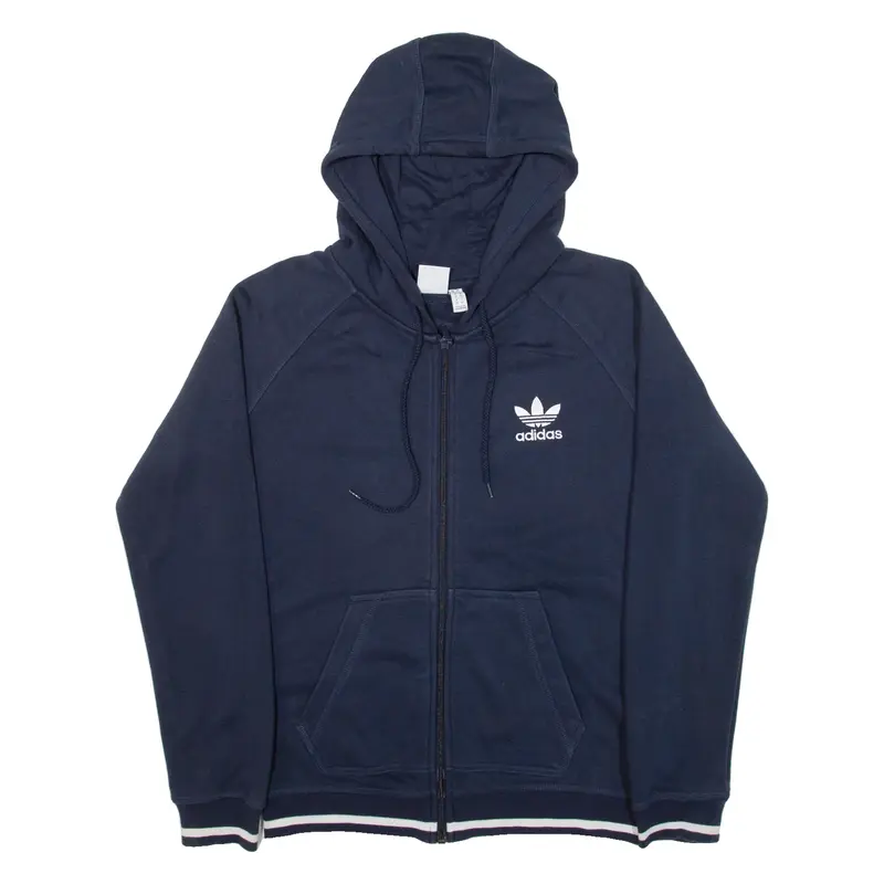 ADIDAS Womens Blue Hoodie Full Zip UK 12