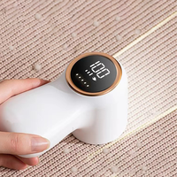 Fabric Shaver, Lint Remover Rechargeable, Electric Portable Sweater Defuzzer with 4 Speeds, 6 Leaf Blades, Digital LED Displa...