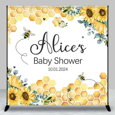 Spring Bee Custom Name Baby Shower Backdrop - Aperturee