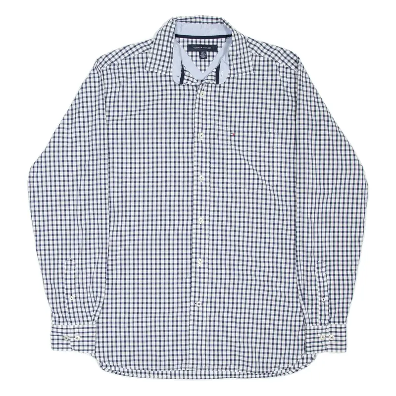 TOMMY HILFIGER Mens Shirt Blue Gingham Long Sleeve S