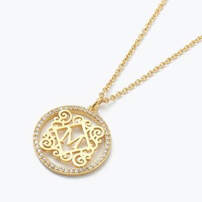 Brass Micro Pave Clear Cubic Zirconia Pendant Necklaces