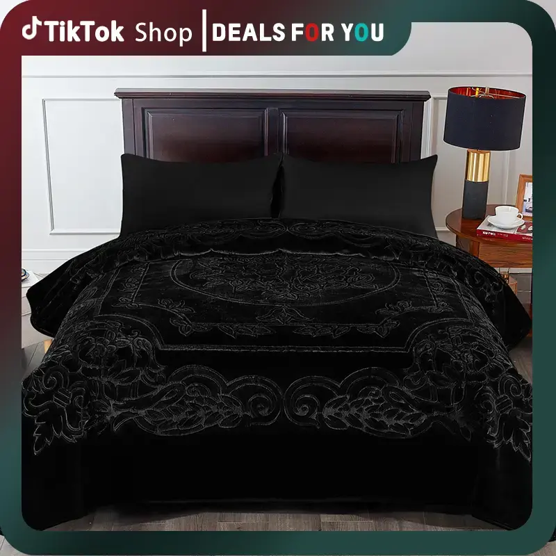 Luxury King Size Blanket - Soft Fleece, Single Ply, 9 lbs, 85 x 95 Inches, Porcelain Embossing