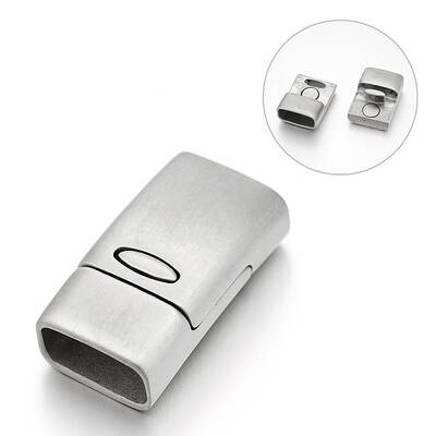 Tarnish Resistant Matte 304 Stainless Steel Rectangle Magnetic Clasps with Glue-in Ends