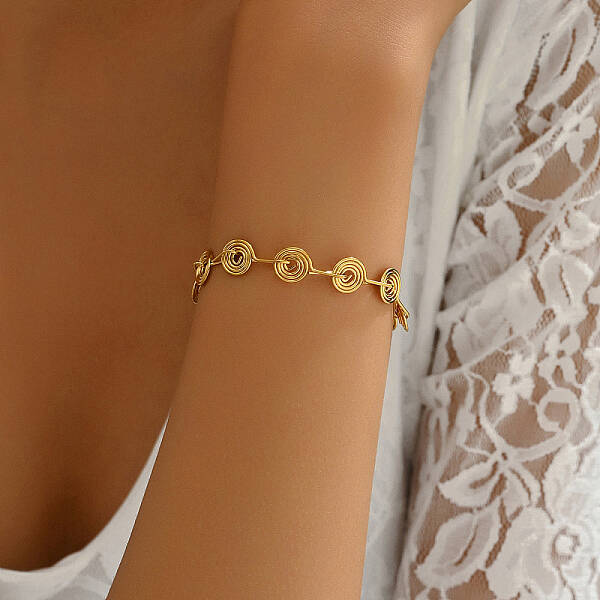 Vintage Real 18K Gold Plated Stainless Steel Vortex Link Bracelets for Women