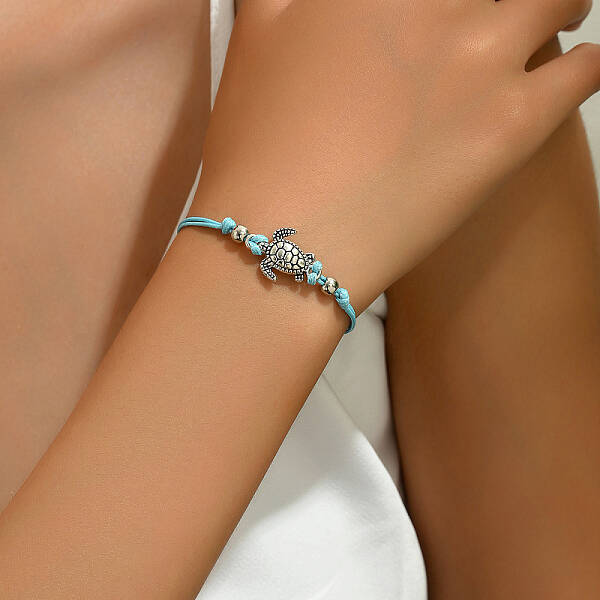 Alloy Turtle Link Bracelet with Cords