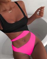 Women Swimsuit Hollow Out Bandage Swimwear U Neck Sexy Push Up Bikini Set Female Monokini Bathing Suits