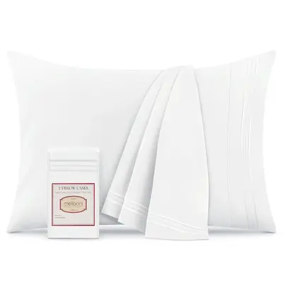Mellanni Iconic Collection Set of 2 Pillowcases - Hypoallergenic Microfiber, Easy Care, Wrinkle & Fade Resistant