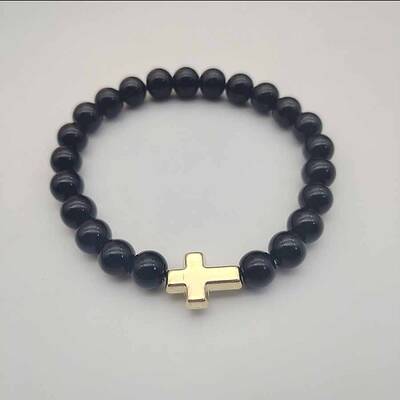 Round Natural Lava Rock Beaded Stretch Bracelets