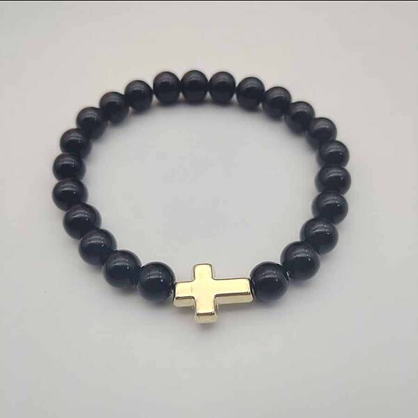 Round Natural Lava Rock Beaded Stretch Bracelets