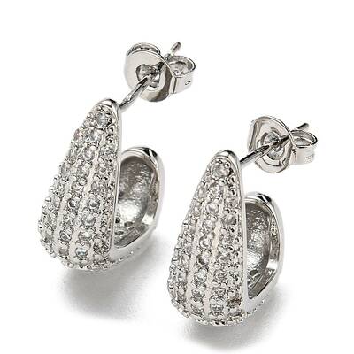 Rack Plating Rack Plating Brass Micro Pave Clear Cubic Zirconia Stud Earrings for Women