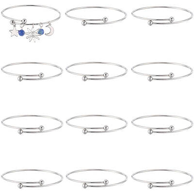 12Pcs Adjustable 304 Stainless Steel Wire Cuff Bangle Making