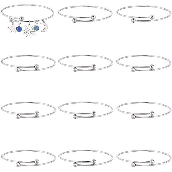 12Pcs Adjustable 304 Stainless Steel Wire Cuff Bangle Making