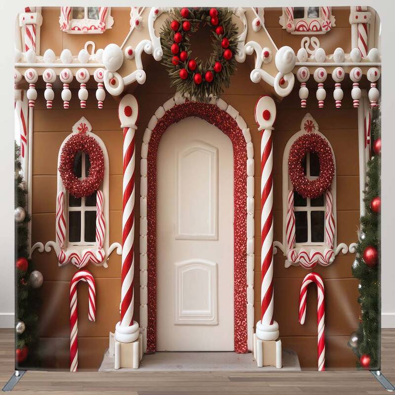 Aperturee Christmas Gingerbread House Photo Fabric Backdrop | Christmas Photo Booth Backdrop | Christmas Backdrops For Photog...