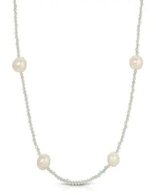 Tavi Necklace | Gemstone: Aquamarine | Metal Color: Silver
