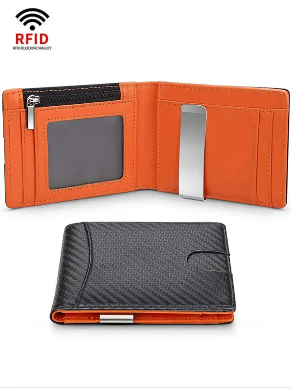 Men's Simple Plain Rfid Blocking Multiple Slots Card Holder As Gift, Casual Business Bifold Wallet for Daily Use, Portable Mo...