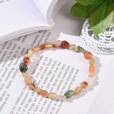 Natural Rutilated Quartz Bead Stretch Bracelets