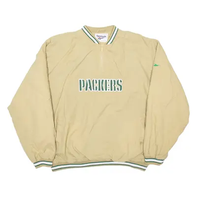REEBOK Packers Training Mens Sweatshirt Beige 1/4 Zip USA XL